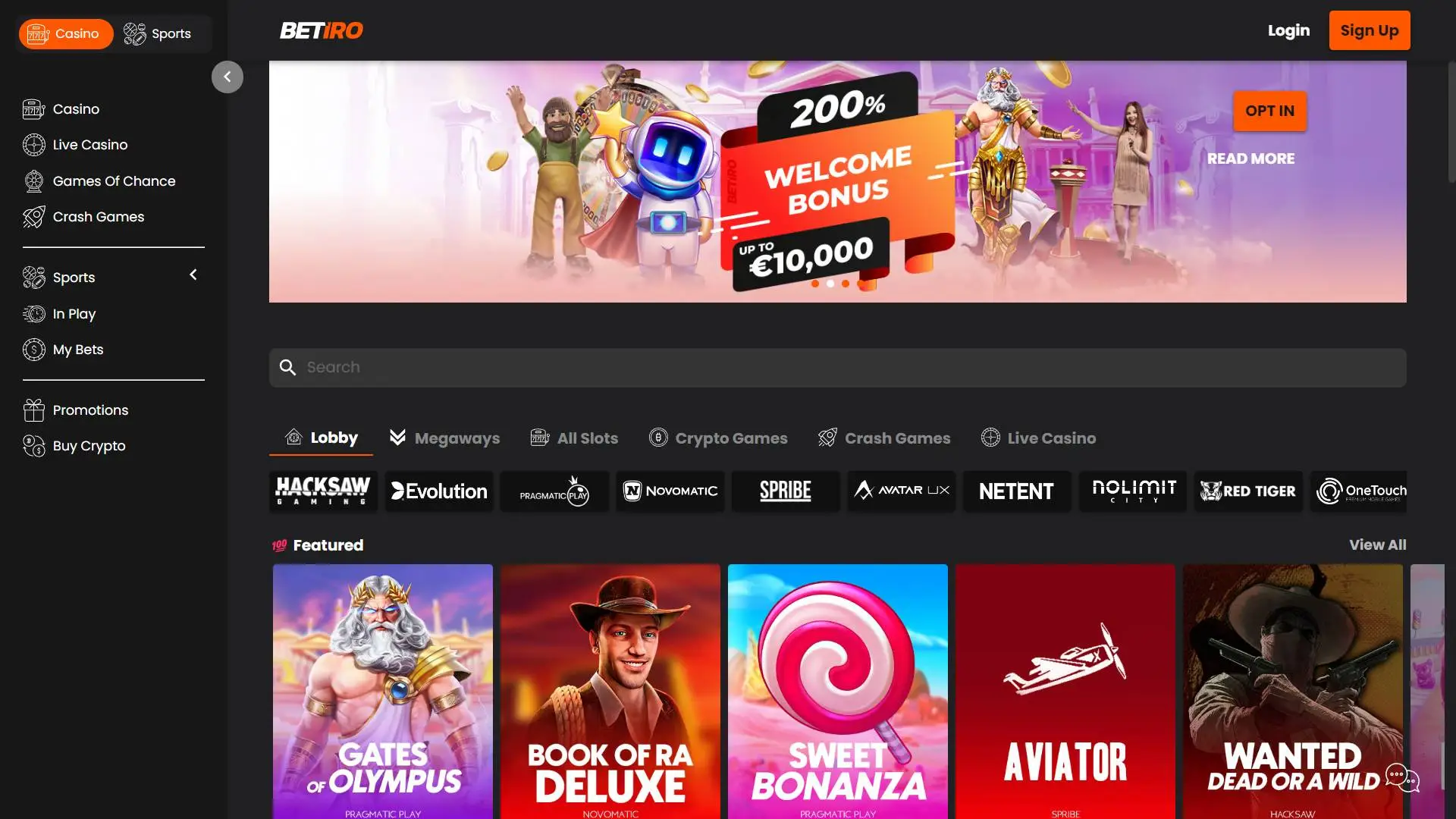 Betoro casino bonus banner